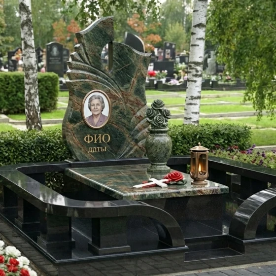 Элитный православный гранитный памятник в Ставрополе, гранит Балтик грин