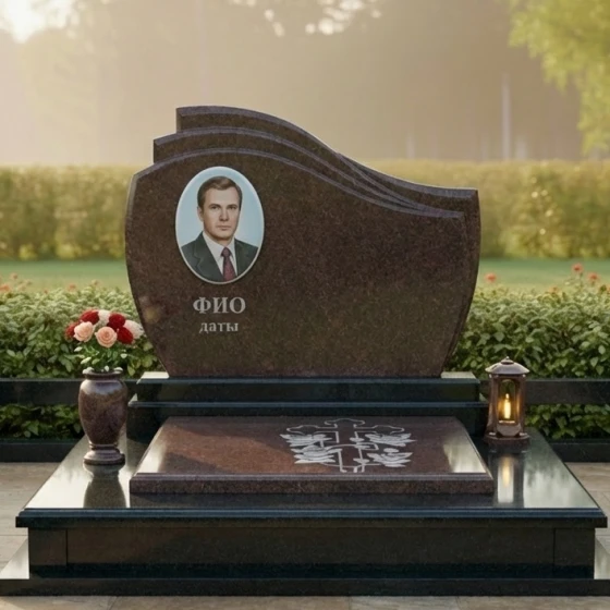 Элитный Гранитный памятник с крестом православный во Владивостоке, гранит Дымовский
