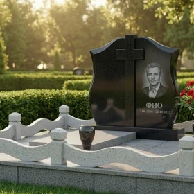 Гранитный памятник с крестом для одного - ПН490