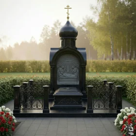 Вертикальный гранитный памятник для православных - ПН531