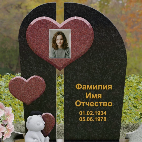 Комбинированный вертикальный памятник для одного во Владивостоке, гранит Габбро-диабаз