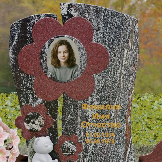 Вертикальный светский памятник на одного в Тольятти, гранит амфиболит