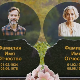 Горизонтальный светский гранитный памятник на двух - П245