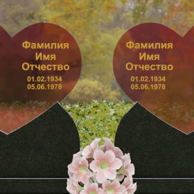 Гранитный или мраморный памятник со стеклом на двух - П251