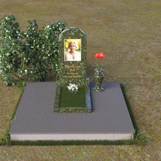 Памятник — волна с золотым тиснением из гранита, гранит Балтик грин, вид 3