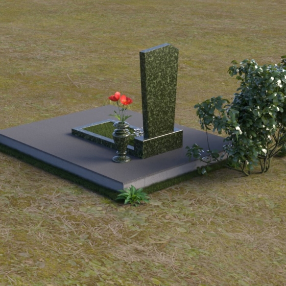 Вертикальный светский памятник в Оренбурге, гранит Балтик грин, вид 4
