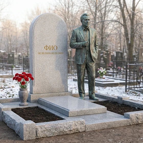 Бронзовый мемориал с резной фигурой в полный рост