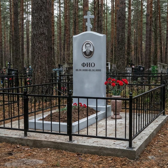 Памятник из полимера в форме арки с крестом
