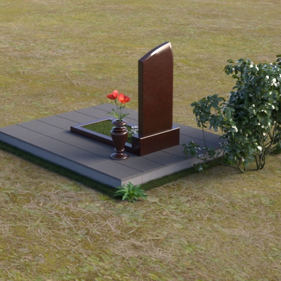 Памятник вертикальный из гранита блю перл в Новокузнецке, гранит Лезниковский, вид 4