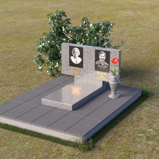 Гранитный горизонтальный памятник из дымовского гранита в Салехарде, гранит Мансуровский