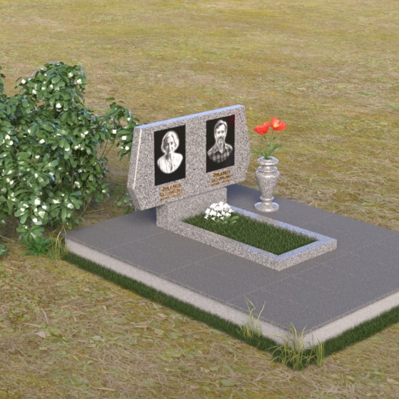 Ритуальное изделие с элегантными скосами, гранит Мансуровский, вид 2