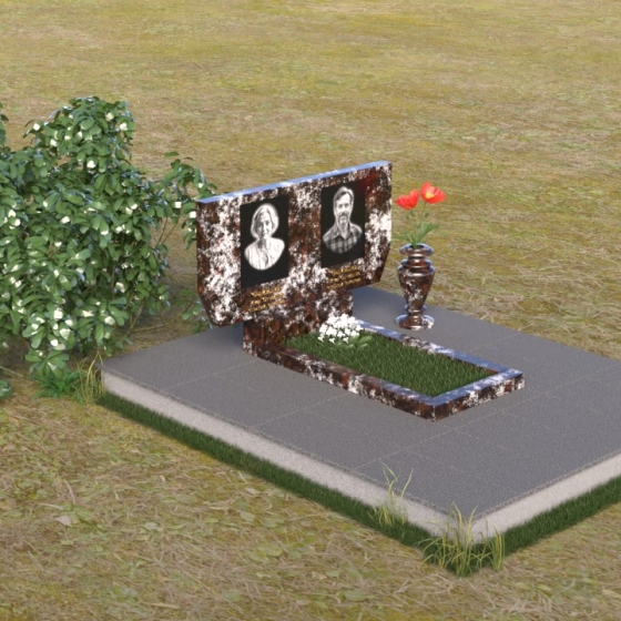 Гранитный памятник горизонтальный для одного в Рязани, гранит амфиболит, вид 2