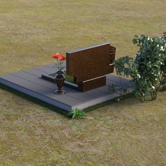 Православный памятник с крестом из гранита, гранит Дымовский, вид 4