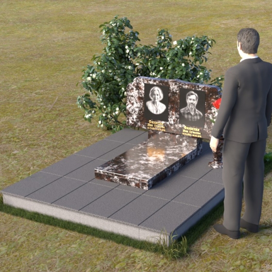 Гранитный памятник горизонтальный для двух захоронений в Новокузнецке
