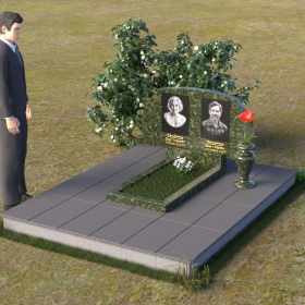 Памятник горизонтальный из гранита и мрамора для двоих - ПГ068
