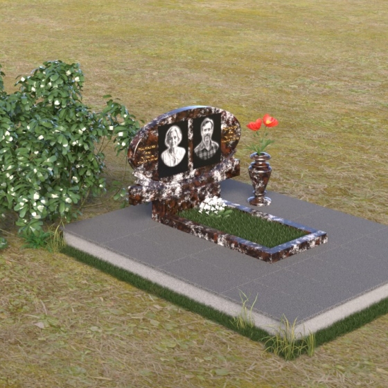 Светский горизонтальный памятник из Гранита или мрамора в Барнауле, гранит амфиболит, вид 2