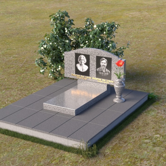 Памятник горизонтальный из мансуровского гранита для одного/двоих в Салехарде, гранит Мансуровский