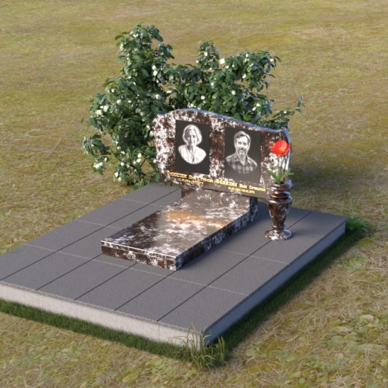 Ритуальный гранитный памятник с волнообразной формой, гранит амфиболит