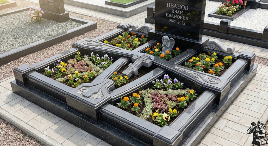 modern-russian-grave-granite-flower-bed-design